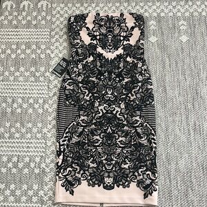 Express Black and Pink Halter Sheath Mini Dress